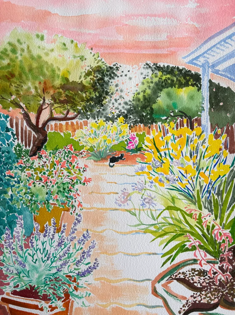 Garden, with a cat